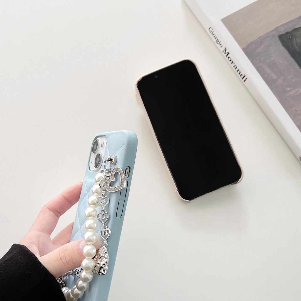 Ốp Điện Thoại Tpu Silicon Mềm Chống Sốc Phối Dây Đeo Ngọc Trai Dành Cho iphone 11 12 13Pro Max XS Max X XS XR