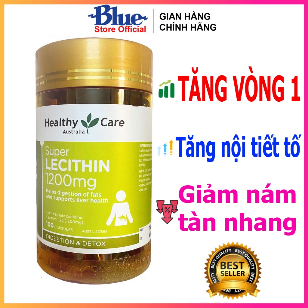 Mầm Đậu Nành Healthy Care Super Lecithin 1200mg Úc Chính Hãng 100 Viên Uống Tăng Vòng 1