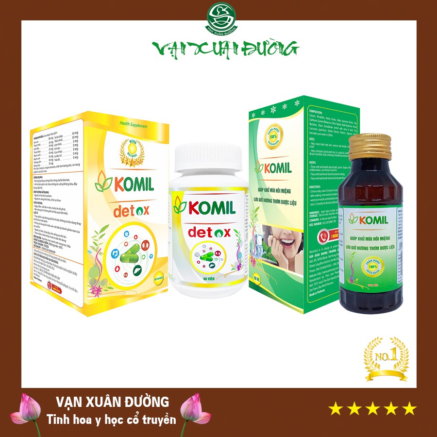 Bộ Hôi miệng Komil & Komil detox của Vạn Xuân Đường khử tận gốc nguyên nhân gây hôi miệng, làm thơm miệng