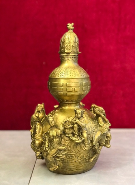 Hồ lô Bát Tiên vàng vật phẩm phong thuỷ bằng đồng