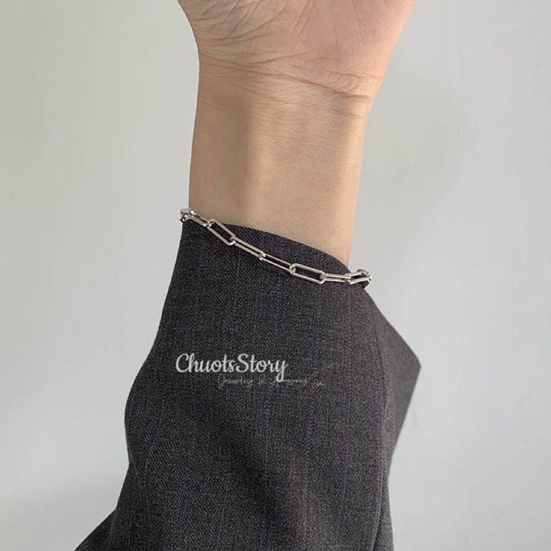 Vòng tay titan dây xích không gỉ, lắc tay unisex thời trang Hàn Quốc - ChuotsStory