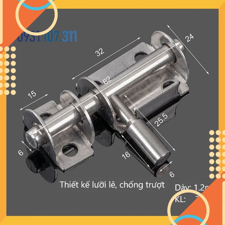 Chốt khóa cửa, then cửa bằng thép không gỉ K05 loại 1.5 inch