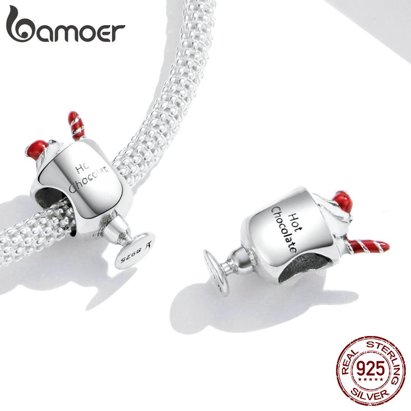 Mặt trang sức Bamoer scc1495 bằng bạc 925 thiết kế hình cốc sô cô la xinh xắn DIY