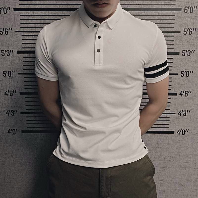 Áo Polo Nam Cổ Bẻ Kẻ Sọc tay  𝑪𝒉𝒂̂́𝒕 𝒄𝒐𝒕𝒕𝒐𝒏 100%- Ảnh Thật