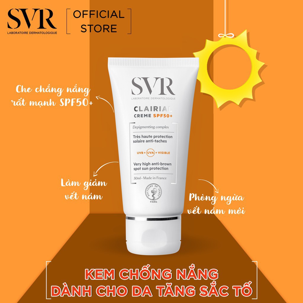 Kem Làm Mờ Vết Nám Và Chống Nắng SVR Clairial Crème SPF50+ 50ml