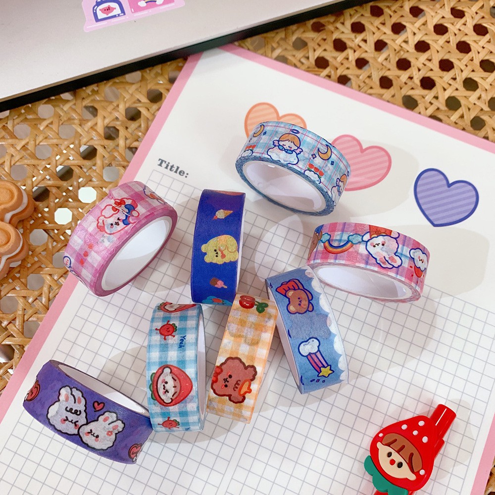 Washi Tape Băng Keo Giấy Lovely Bear, Rabbit Trang Trí Sổ