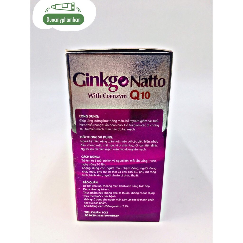 Viên Uống Bổ Não GINKGO NATTO COENZYM Q10 - GIÚP TĂNG CƯỜNG LƯU THÔNG TUẦN HOÀN NÃO