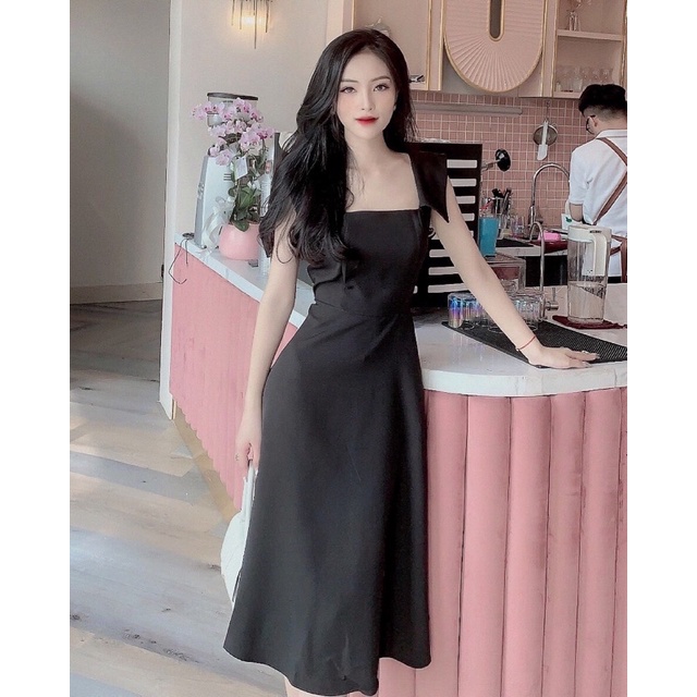 Váy xòe dáng dài tay dây chất lụa đẹp dự tiệc cánh tiên cao cấp | BigBuy360 - bigbuy360.vn