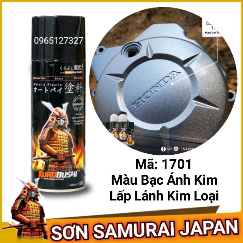 sơn xịt Samurai Japan màu bạc ánh kim - bạc kim loại. Mã 39/1701