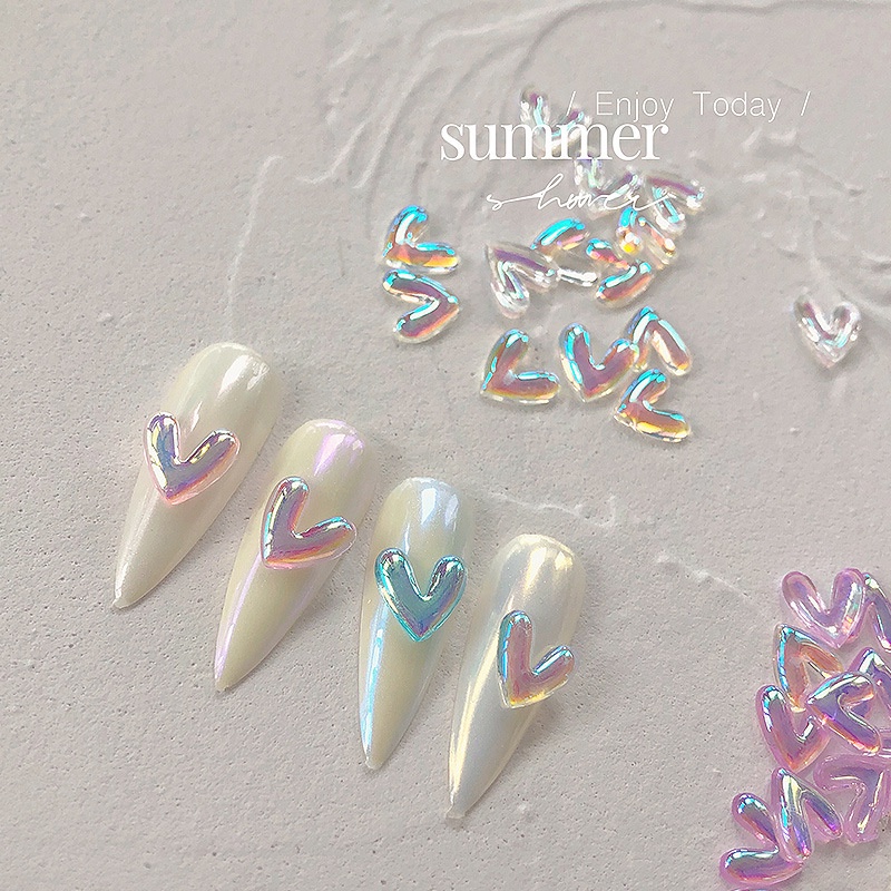 Set 20 Charm trái tim pha lê gắn móng
