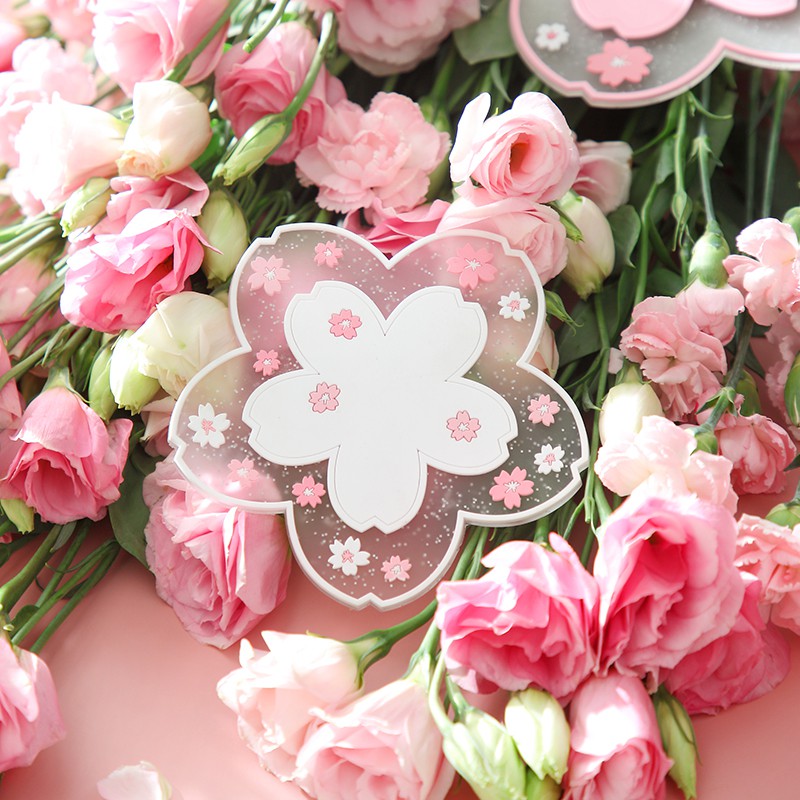 Miếng lót ly chống trượt họa tiết hoa anh đào phong cách Nhật Bản