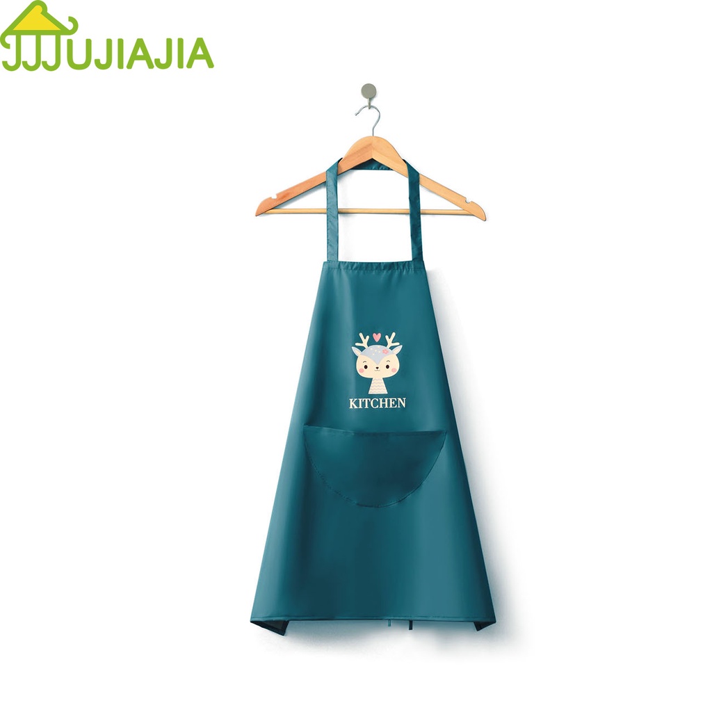Tạp dề JUJIAJIA vải Oxford chống thấm và chống thấm dầu dễ thương gia dụng có túi tiện dụng