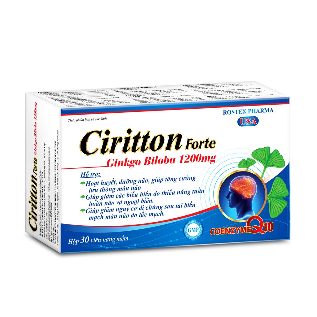 Hoạt huyết dưỡng não Ciritton Fote Ginkgo Biloba 1200mg giảm đau đầu, hoa mắt, chóng mặt, rối loạn tiền đình