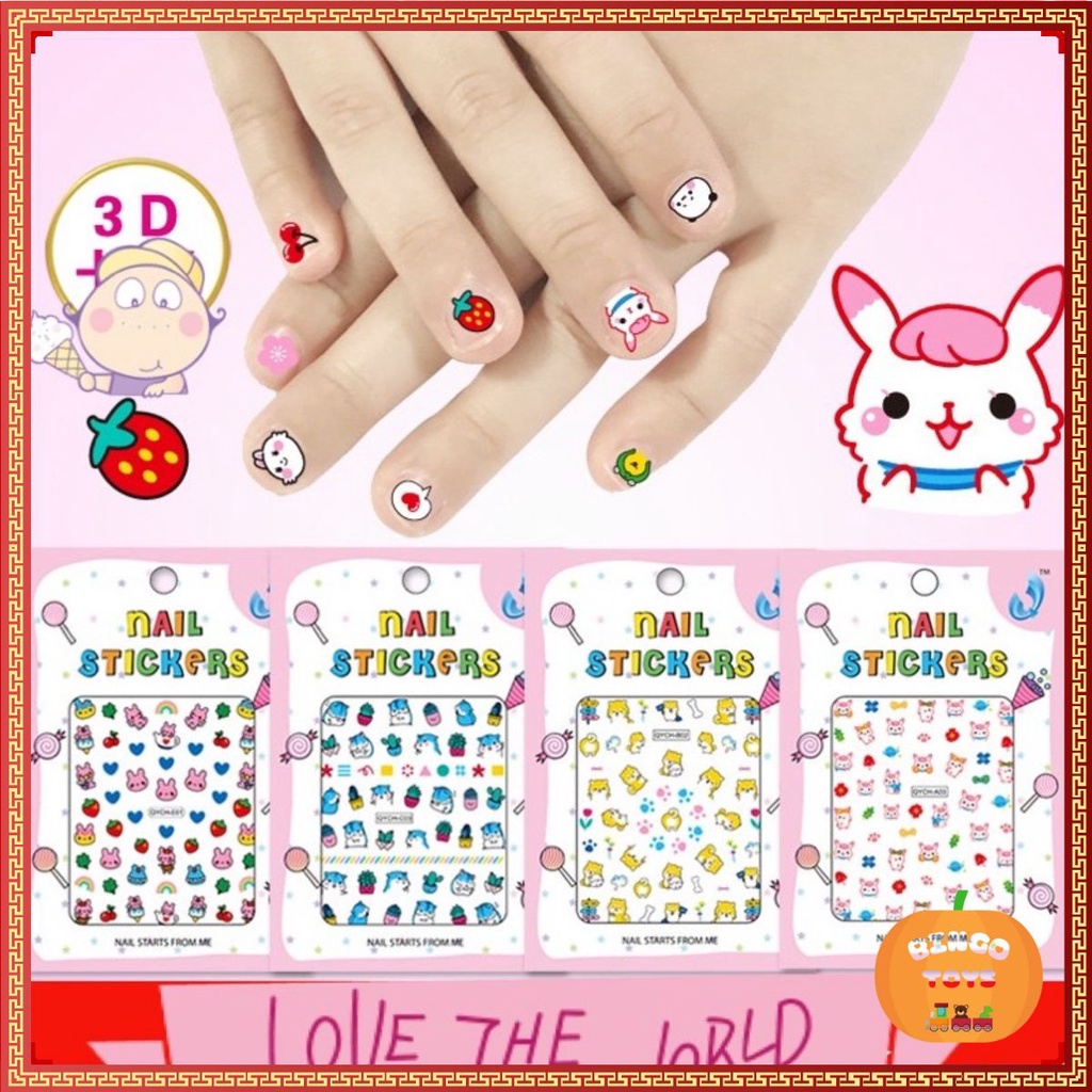 Sticker miếng dán móng tay 3D chống thấm nước cho bé