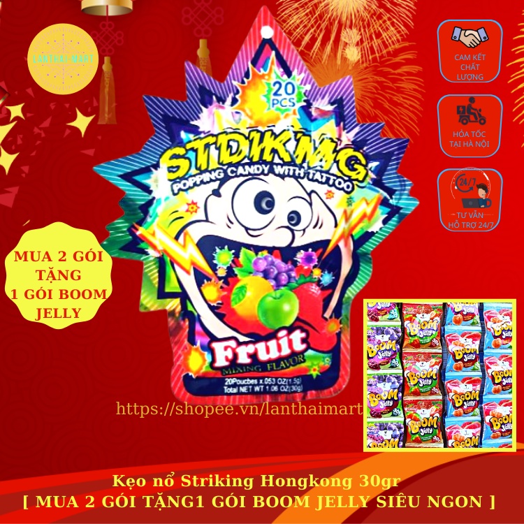 Kẹo nổ Striking Hongkong 30gr  [ MUA 2 GÓI TẶNG1 GÓI BOOM JELLY SIÊU NGON ]