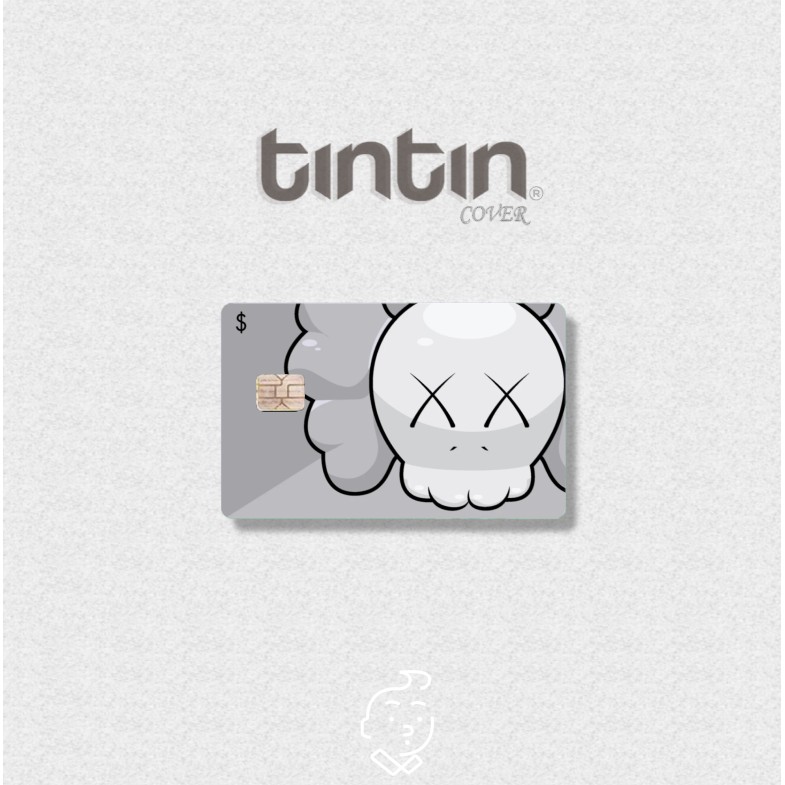 😈KAWS B&W-Tem Dán Thẻ ATMSticker TinTin Trang Trí Thẻ Chống Xước, Nước