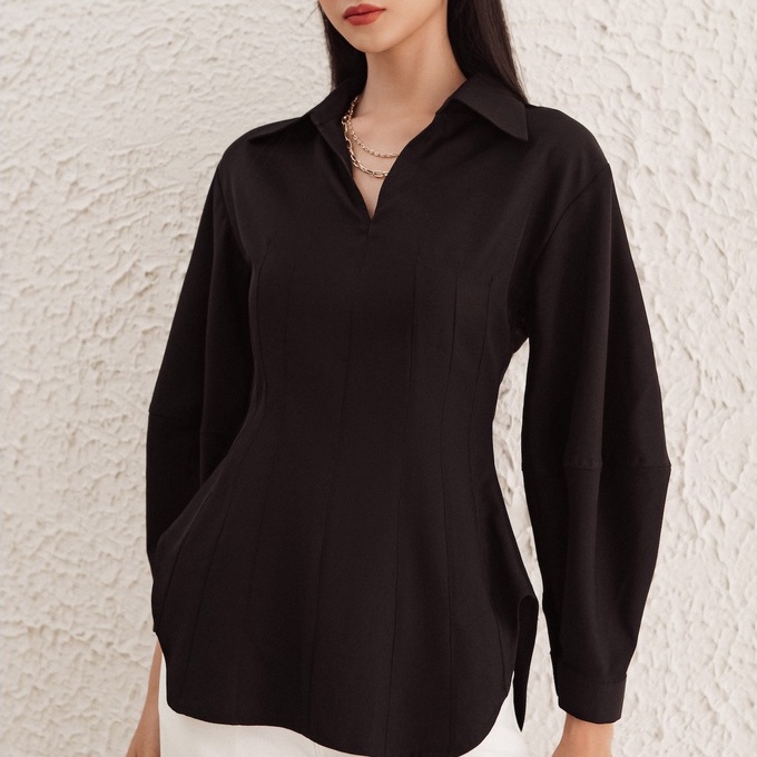 Áo sơ mi dáng xếp ly eo EDINI - A1363