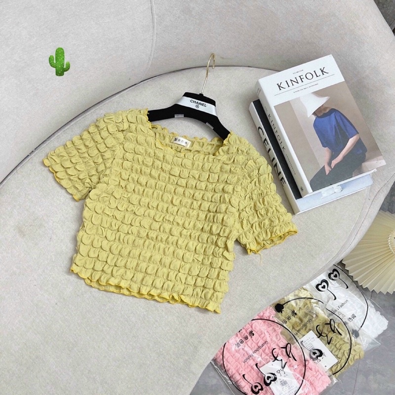 Áo kiểu cổ tròn vải xốp