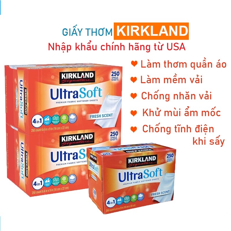 Giấy thơm quần áo kirkland của Mỹ - hộp 250 tờ