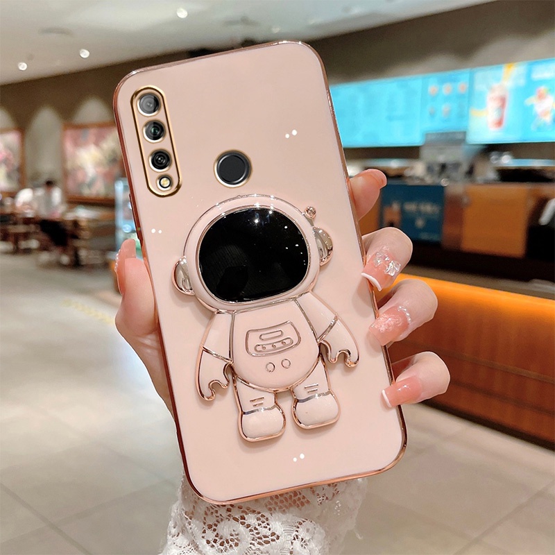 Ốp Điện Thoại Silicon Mềm Có Giá Đỡ Hình Vuông Mạ Sang Trọng Cho Huawei Y6 Y7 Pro Y9 Prime 2019 Y7A Y6P Y8P