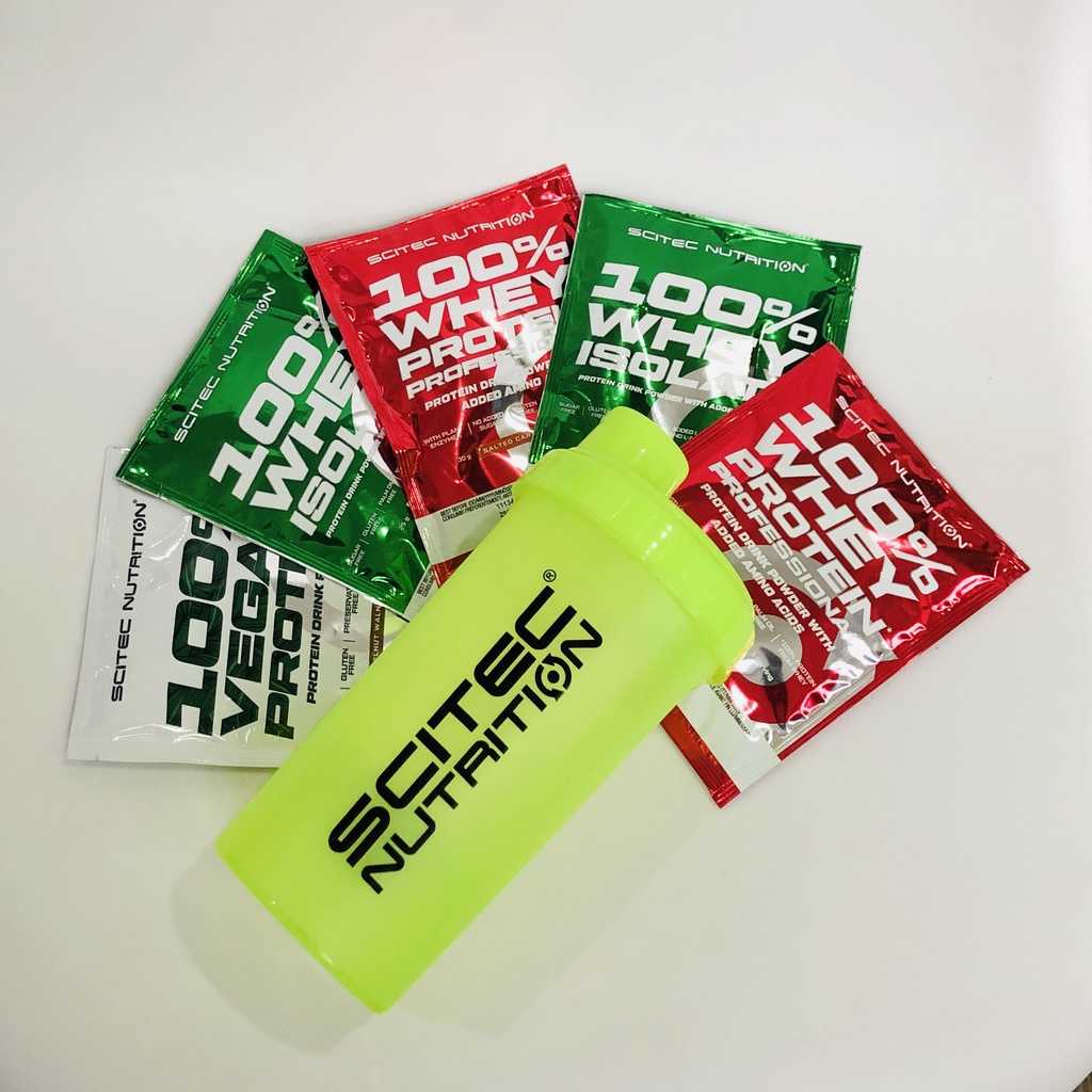 Combo Sample Protein Scitec Nutrition | Combo bình lắc +5-10 Scitec Nutrition Sample 100% Whey Protein và Vegan Protein