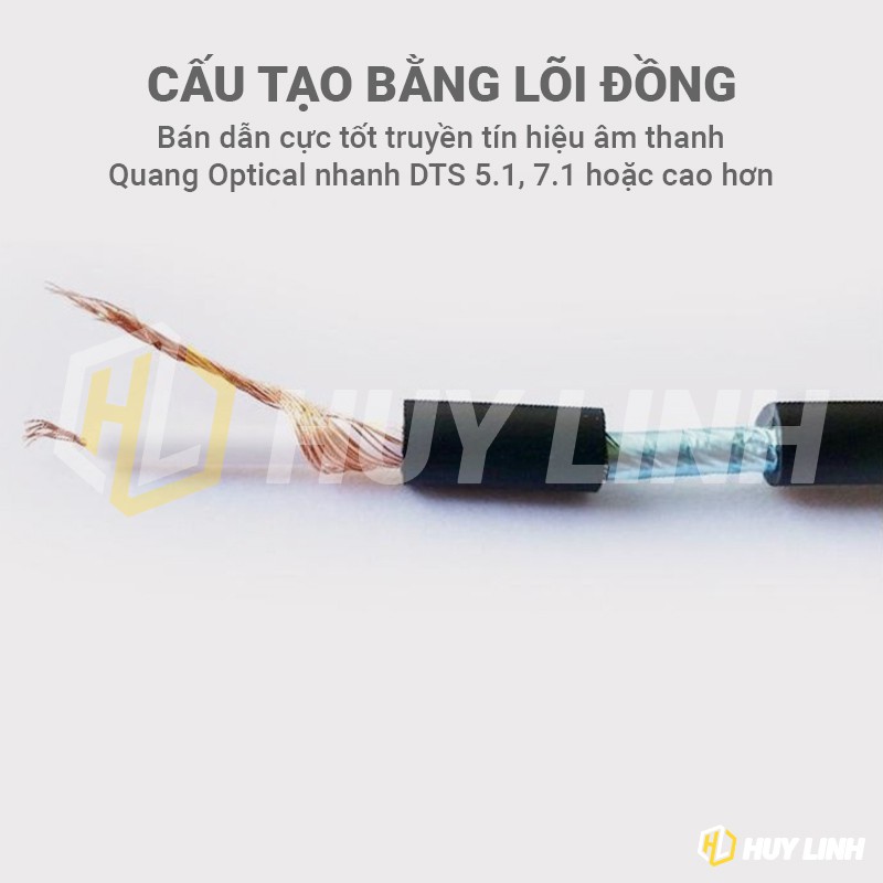 Cáp Optical âm thanh quang 1M đen lõi đồng - Dây quang âm thanh Loa, Amply, Smart TV