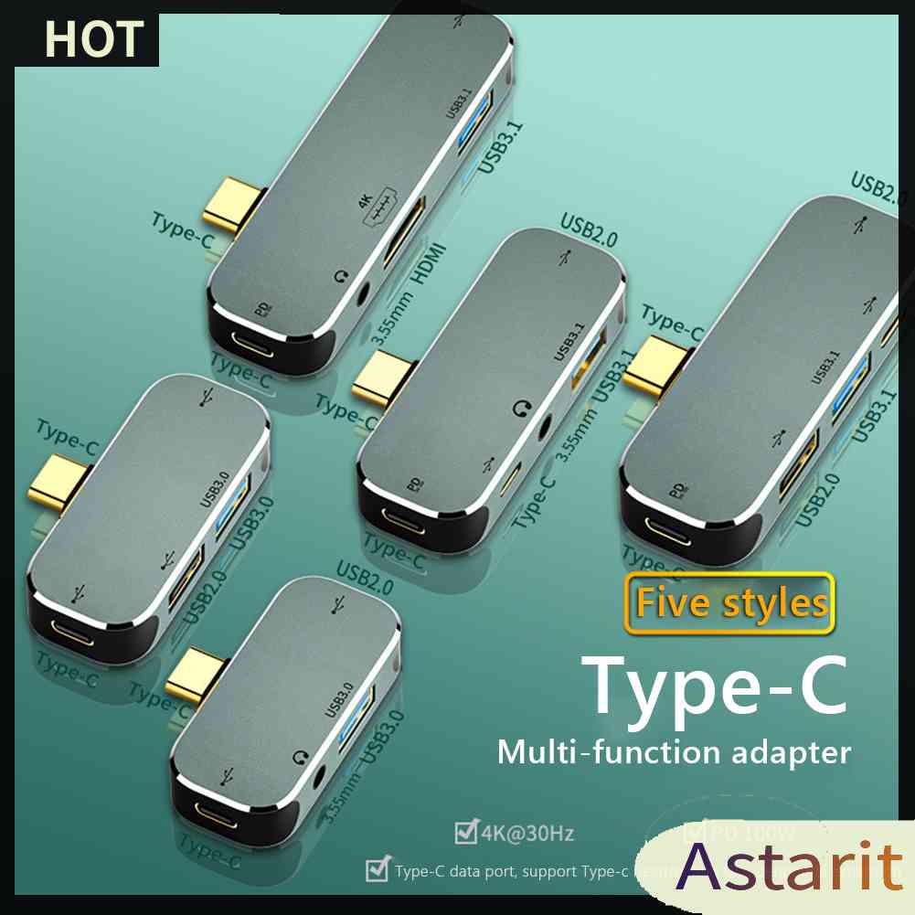 Bộ Chia Cổng Type-C Sang Cổng 3.55mm PD100W USB3.0 / USB2.0 / USB3.1 HDMI