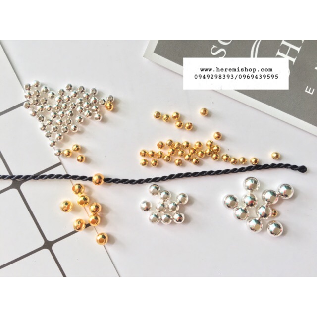 Hạt bi màu vàng bạc 4-6-8mm