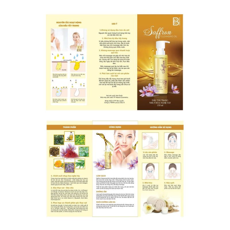 Dầu Tẩy Trang Saffron - Nhụy Hoa Nghệ Tây Saffron Cleansing Oil