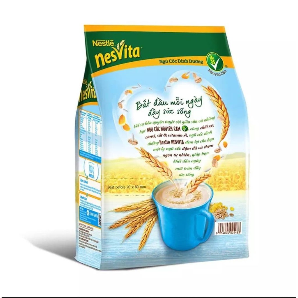 Túi 16 Gói Bột Ngũ Cốc Nestle Nesvita Ít Đường (25g)