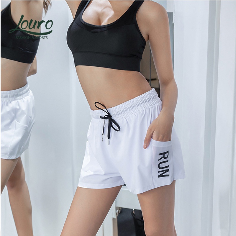 Quần short nữ tập gym 2 lớp Louro QL25, kiểu quần tập yoga, zumba, gym thông thoáng