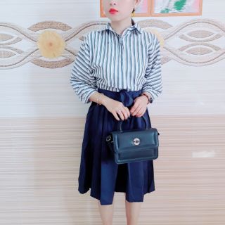 Đầm sơ mi sọc phối (kèm video ảnh thật)