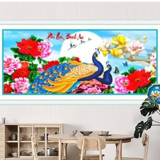 Tranh đính đá phú quý bình an df312 110x50cm, chưa đính