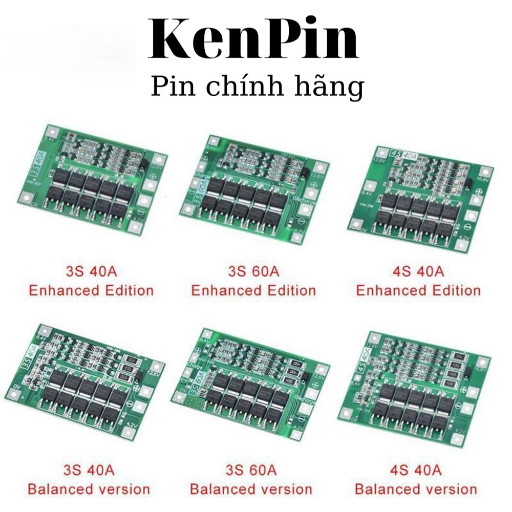 Bảng mạch cân bằng bảo vệ pin lithium 3S/4S 40A 60A 18650 BMS 11.1V 12.6V/14.8V16.8V BM02