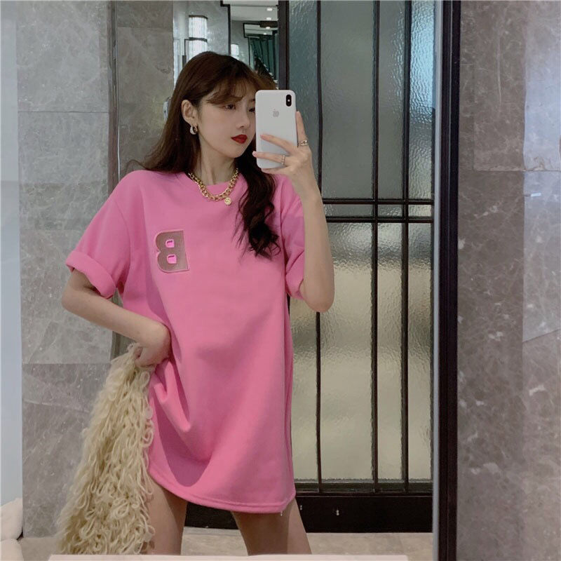 Áo Thun Ngắn Tay Dáng Rộng Kiểu Hàn Quốc Thiết Kế Xinh Xắn Cho Nữ