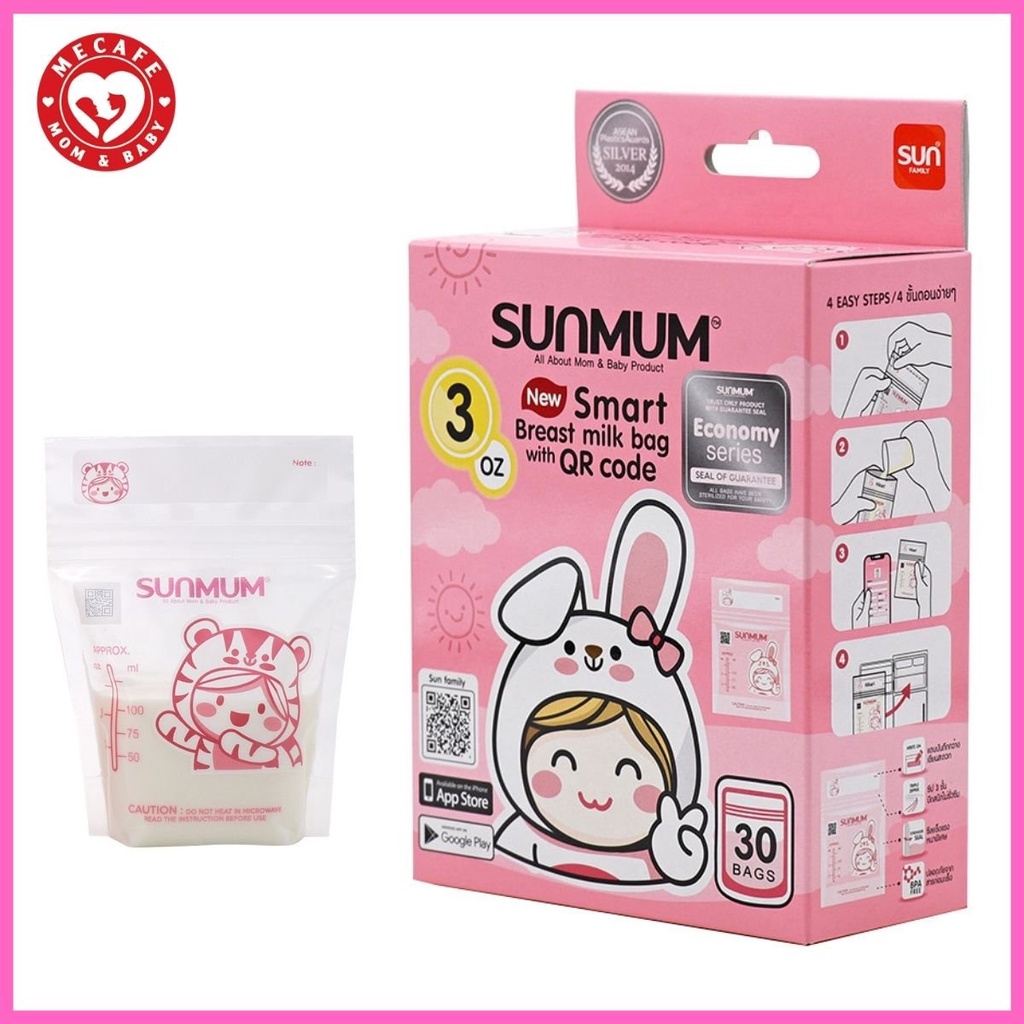 Hộp 30 Túi Trữ Sữa Mẹ 100ml Không BPA Sunmum Thái Lan