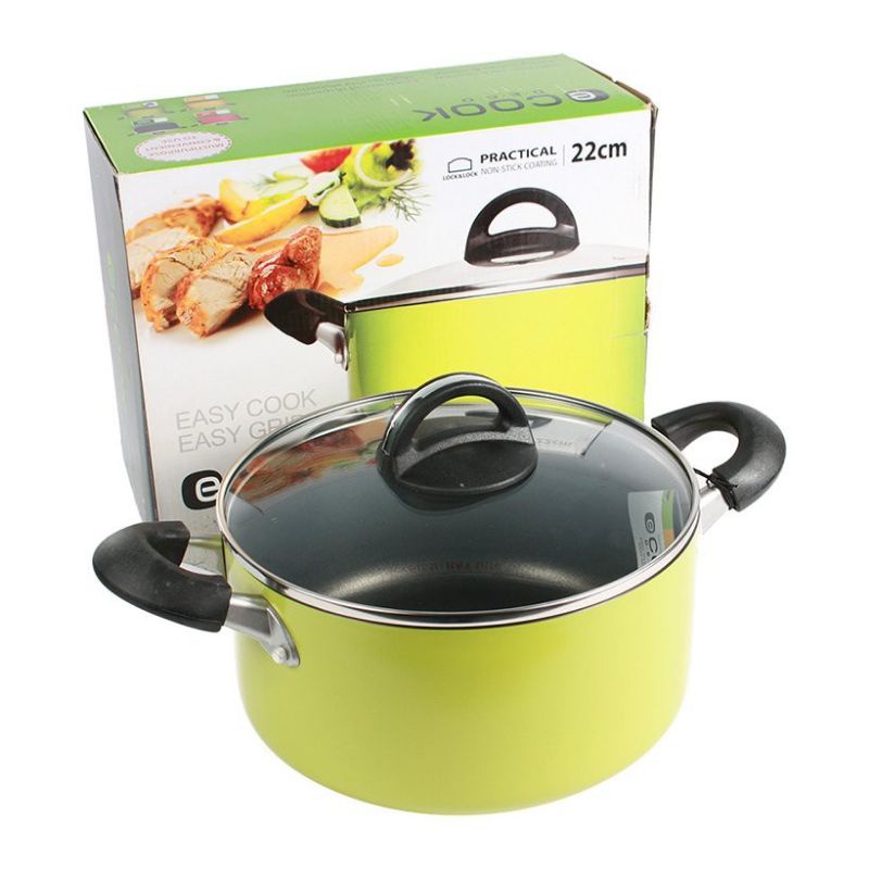 NỒI NHÔM CHỐNG DÍNH E - COOK DECO SIZE 22CM ( MODEL : LED 2222 )