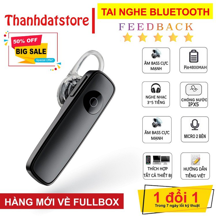 Tai nghe không dây bluetooth nhập khẩu nội địa hàn quốc âm thanh đàm thoại chuẩn nghe nhạc liên tục lên tới 5h