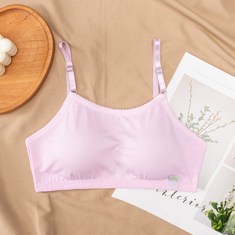 Áo Ngực Thể Thao cotton Không Đường May Màu Trơn Dành Cho Học Sinh Trung Học Nữ Tuổi Teen