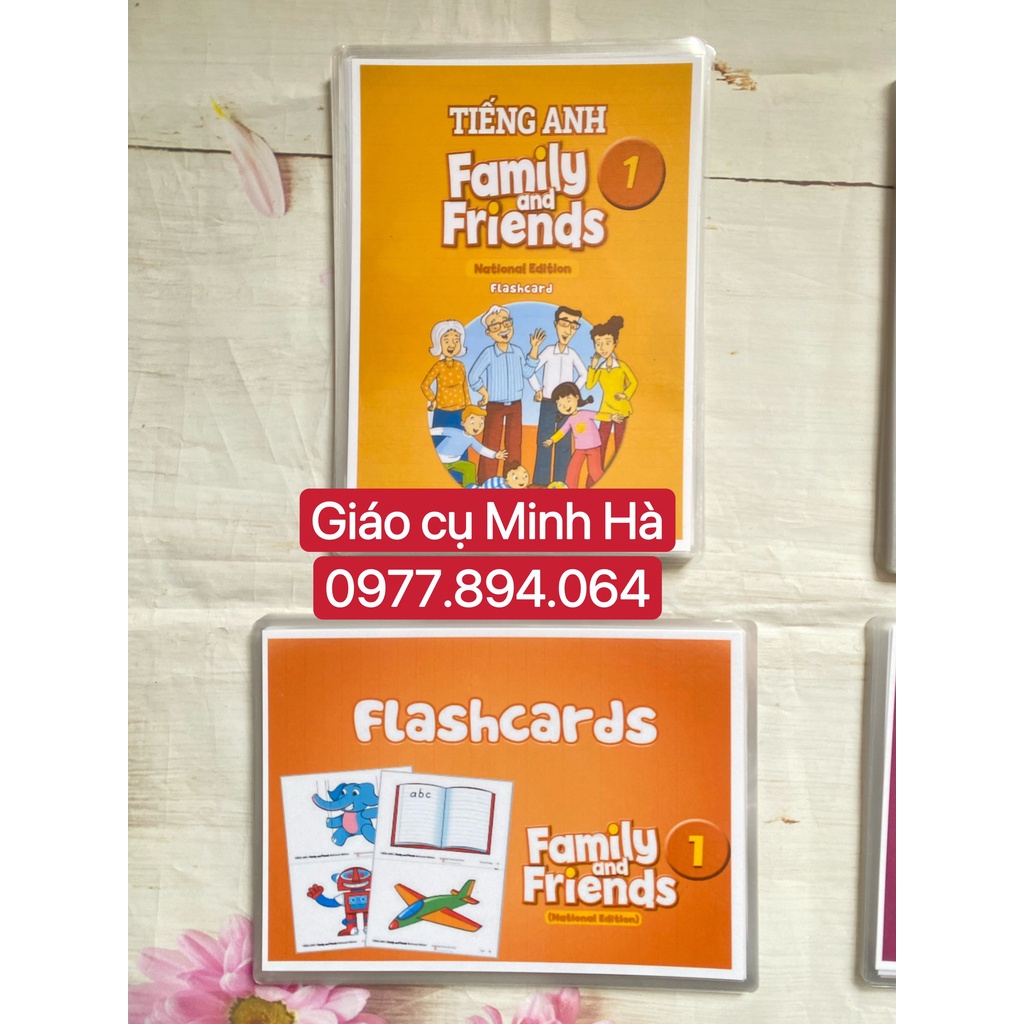 Flashcards Family and friends 1,2,3,4 -phiên bản national - thẻ ép plastic, khổ A5
