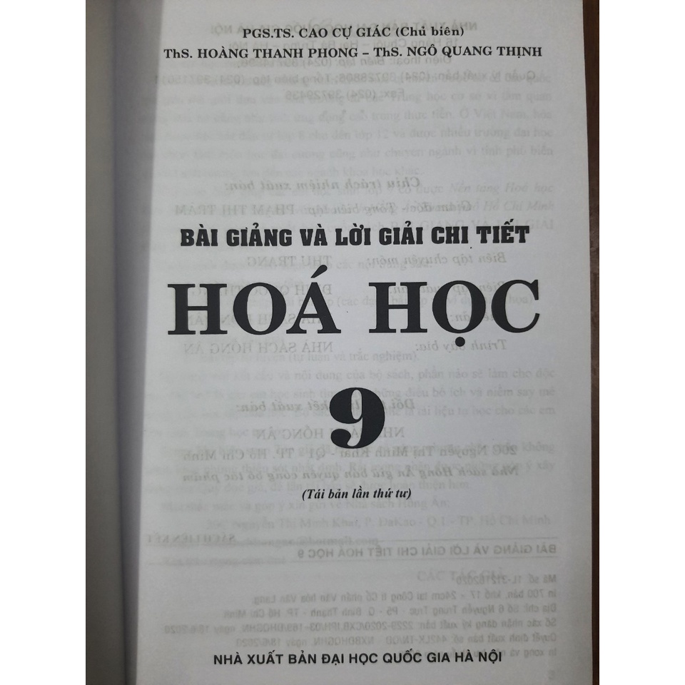 Sách - Bài giảng &amp; lời giải chi tiết Hóa học 9