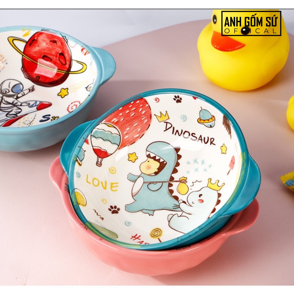 Bát ăn dặm cho bé có quai cầm, hình thú cực kỳ đáng yêu