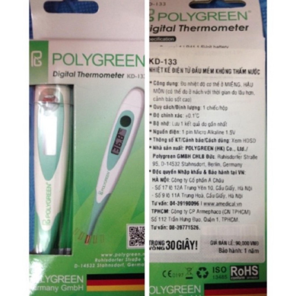 NHIỆT KẾ ĐIỆN TỬ ĐẦU MỀM POLY GREEN KD-133 CHLB ĐỨC