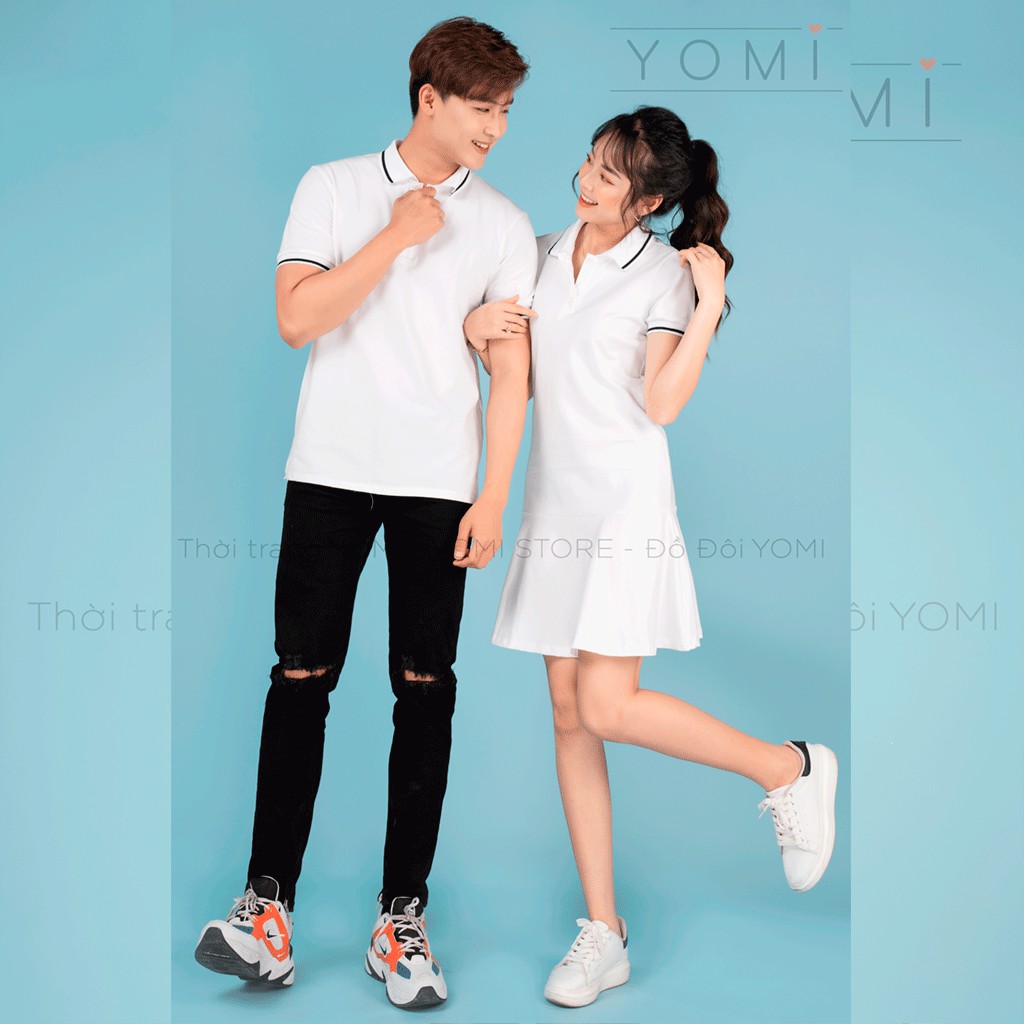 Váy nữ polo đuôi cá, đầm trắng xinh vải mềm mát, thấm hút mồ hôi