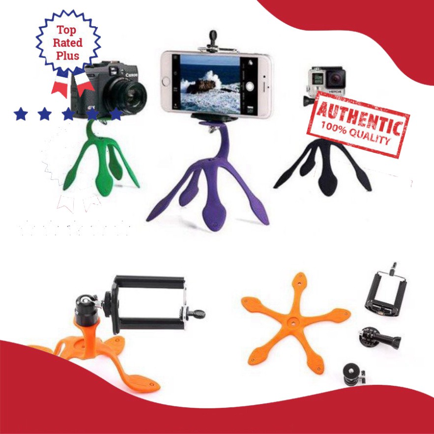 Big sale Giá Đỡ Điện Thoại Máy Ảnh Bạch Tuột 5 Chân Cao Su Uốn Dẻo Gekko - Chân Máy Mini Cao Su Xoay 360 Dumbo Store