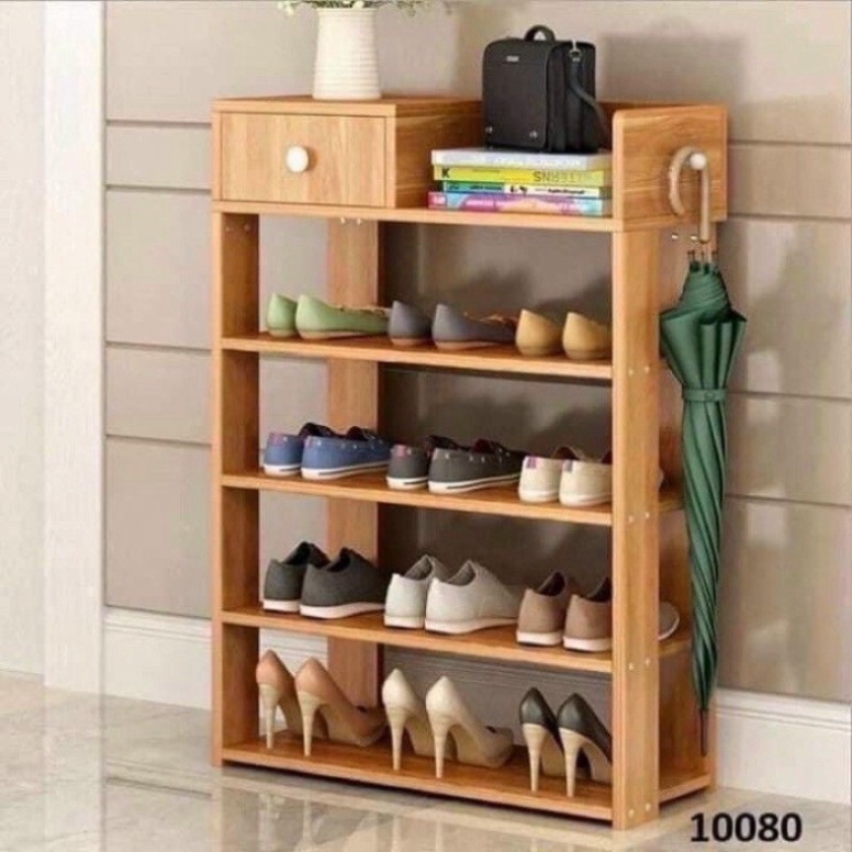 Kệ giày gỗ 5 tầng có ngăn kéo, giá đựng giày được làm bằng gỗ MDF Zuka365.shop