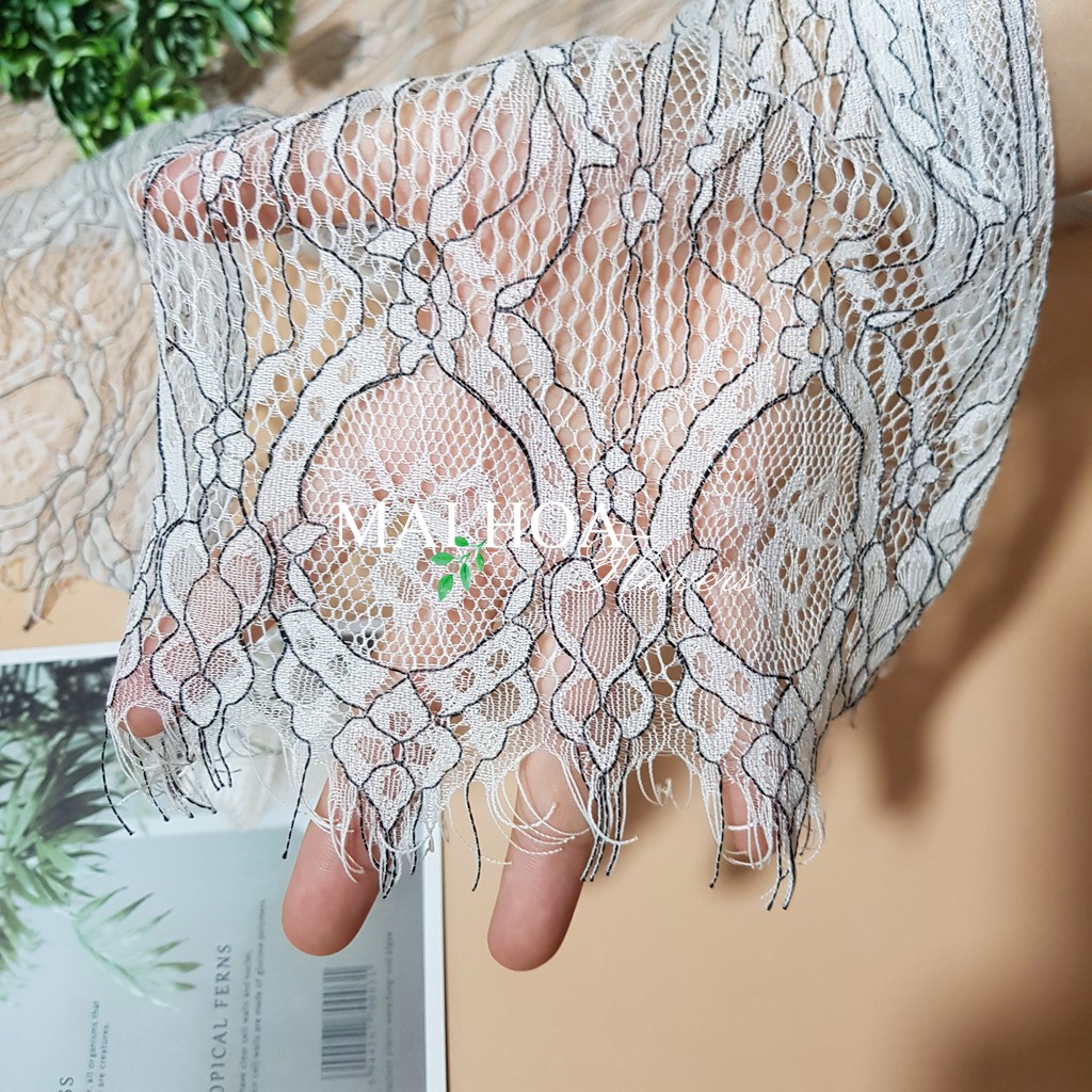 (Thanh lý) Vải ren may áo váy màu ghi chất mềm mại mỏng rủ đẹp có vết lỗi nhẹ Maihoaflower