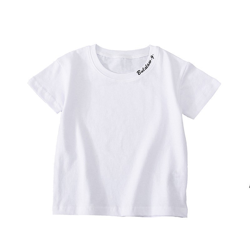 Boys short-sleeved T-shirt, pure cotton, white fashion children's T-shirt, Korean version of the new big boy's shirt, solid color clothes