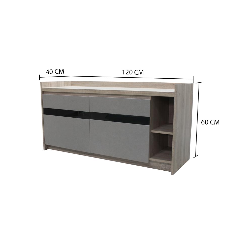 HomeBase FURDINI Kệ tủ TV bằng gỗ MDF chống xước ZURICH Thái Lan W120xH60xD40cm màu gỗ