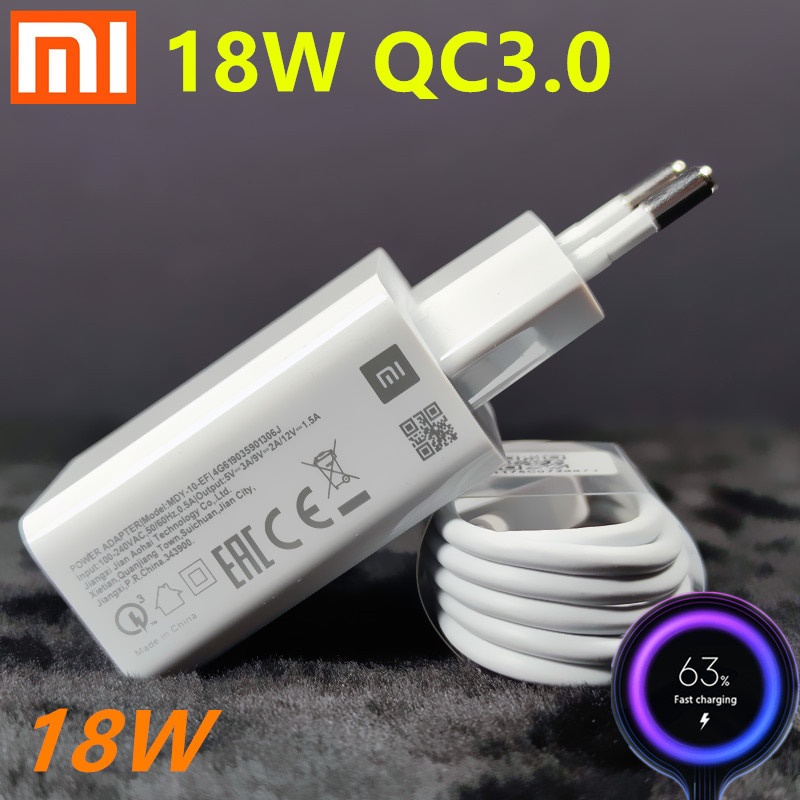 Xiaomi Mi 9 SE 18W Fast EU Charger QC3.0 Fast USB Wall Charger Micro USB và Type C Cable Sạc nhanh Thích hợp cho Mi 9 8 10 9se Redmi note 7 pro Mi 6 6X 8 A2 A1 Note 8